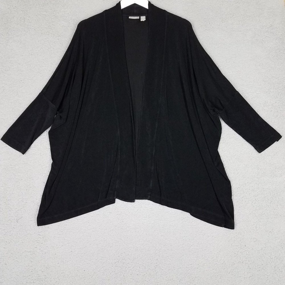Chico's Travelers Women's 2/ Large Cardigan Open Travel Slinky Acetate Black